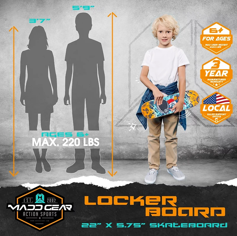 Madd Gear 22-in Locker Skateboard
