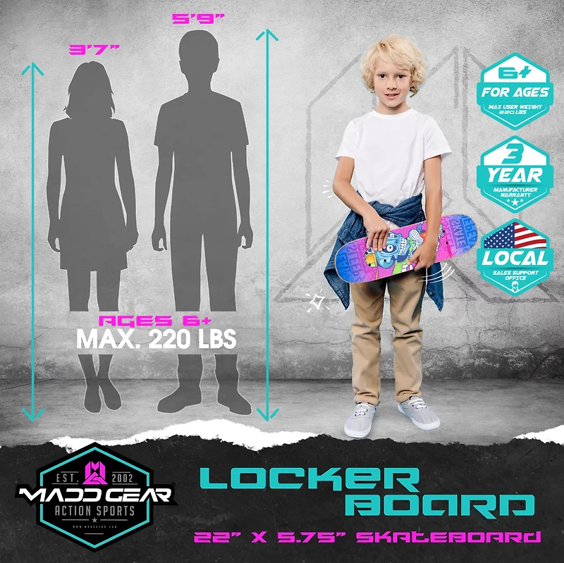 Madd Gear 22-in Locker Skateboard