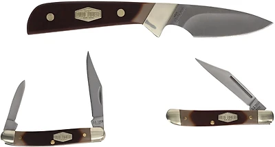 Old Timer 3 Piece Fixed and Folding Knife Gift Tin