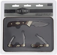 Old Timer 3 Piece Fixed and Folding Knife Gift Tin