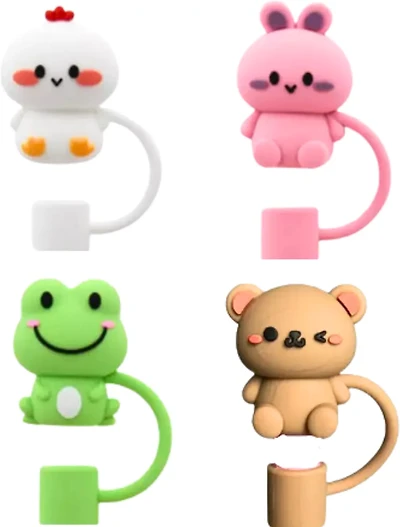CharCharms Cute Animal Straw Topper Set