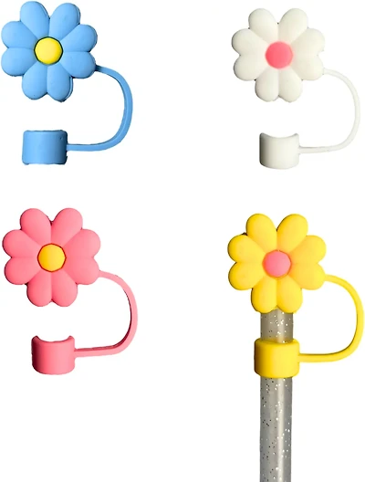 CharCharms Flower Straw Toppers 4-Pack