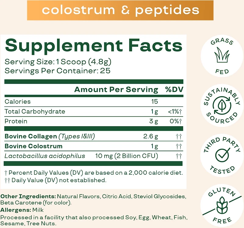 Bloom Nutrition Colostrum & Collagen Peptides - 25 Servings