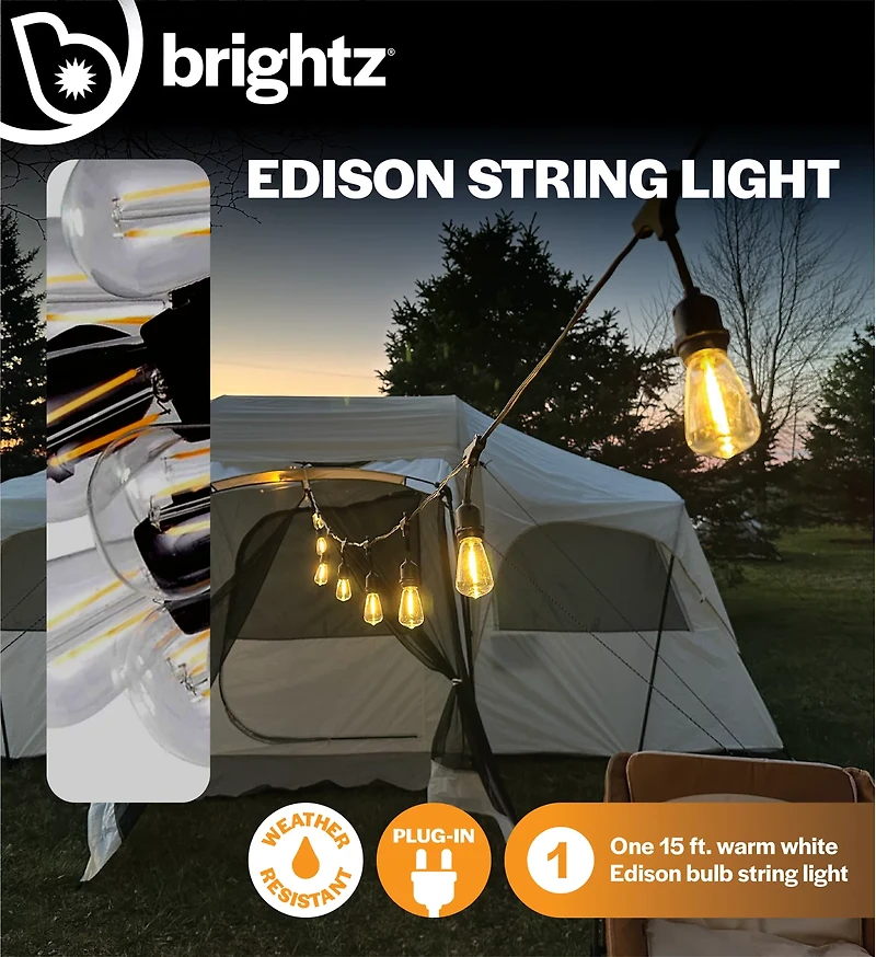 Brightz Edison Bulb Plug-In String Lights