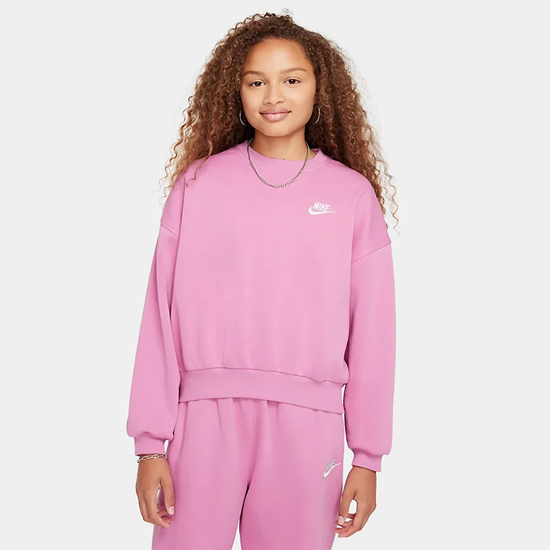 Nike Sportswear Girl's Club Fleece Boxy Crew-Neck Sweatshirt