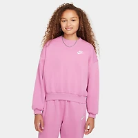 Nike Sportswear Girl's Club Fleece Boxy Crew-Neck Sweatshirt