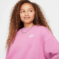 Nike Sportswear Girl's Club Fleece Boxy Crew-Neck Sweatshirt