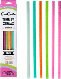 CharCharms 30 oz Glitter Straws 6-Pack