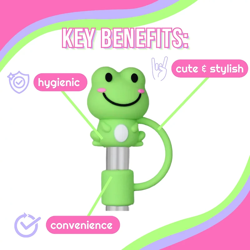 CharCharms Cute Animal Straw Topper Set