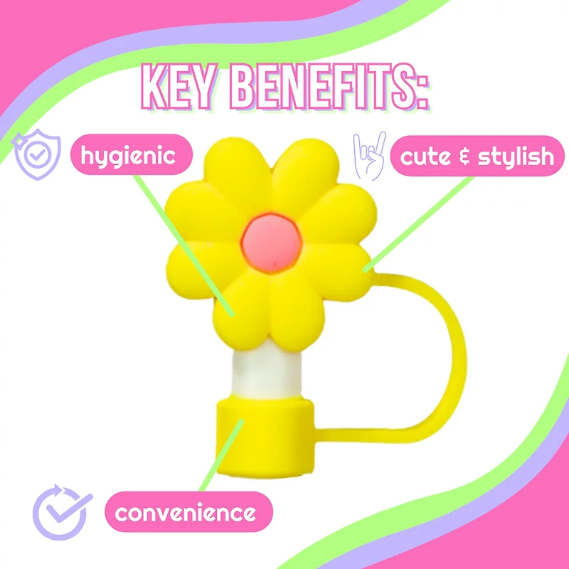 CharCharms Flower Straw Toppers 4-Pack