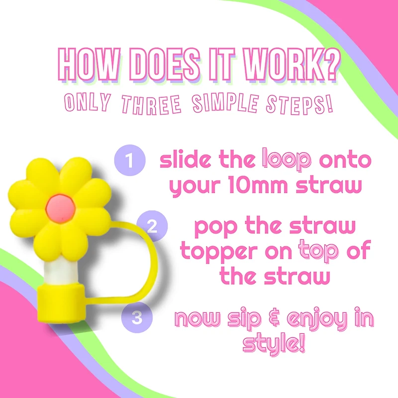 CharCharms Flower Straw Toppers 4-Pack