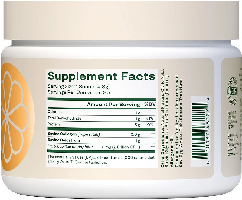 Bloom Nutrition Colostrum & Collagen Peptides - 25 Servings