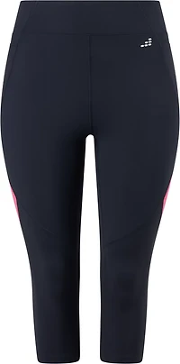 BCG Women's Plus Mid Rise Color Block Crop Leggings