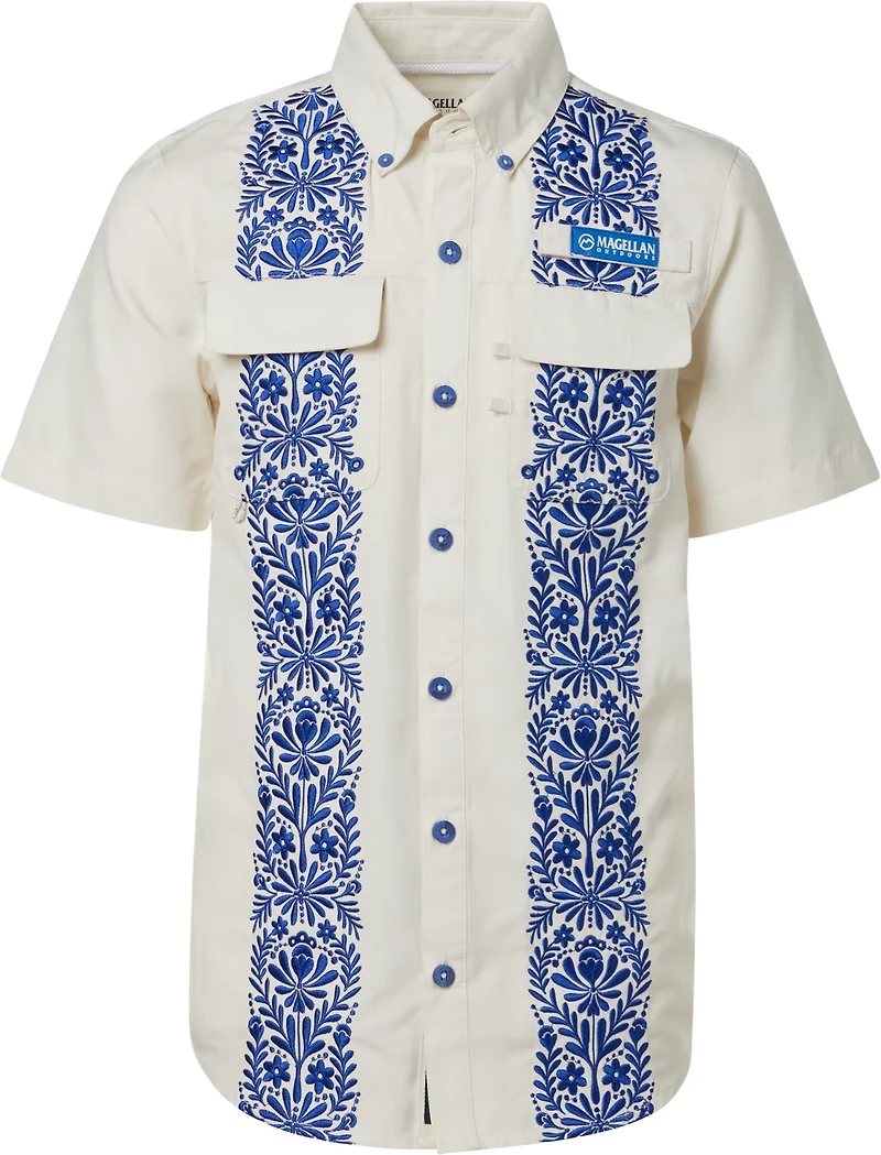 Magellan Outdoors Boys' Laguna Madre Talavera Azul Button Down Shirt