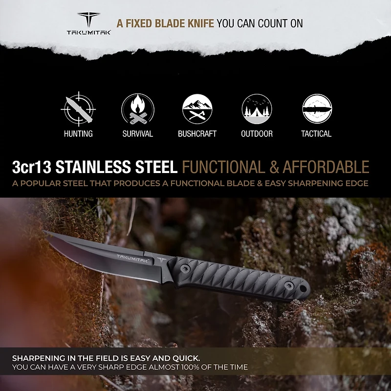 Takumitak Ninja 3cr13 Fixed Blade Knife