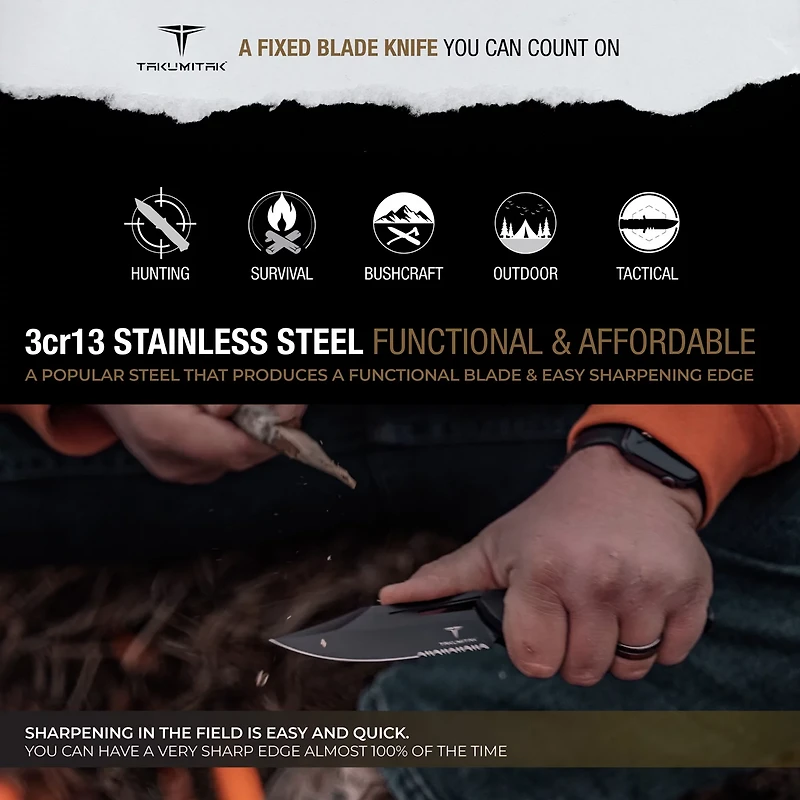 Takumitak Obsidian 3cr13 Fixed Blade Knife