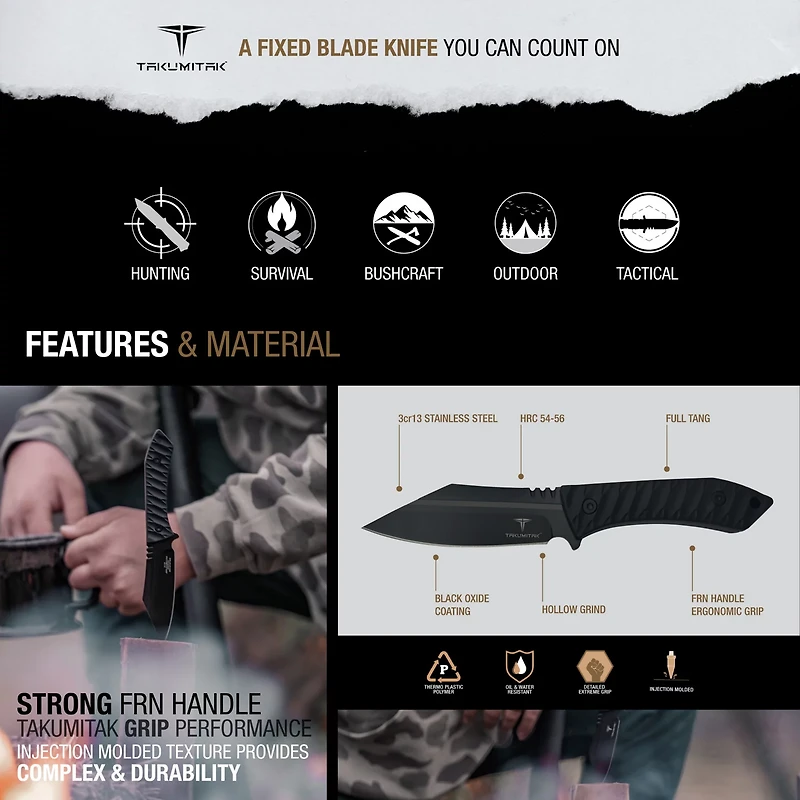 Takumitak ASYM 3cr13 Fixed Blade Knife