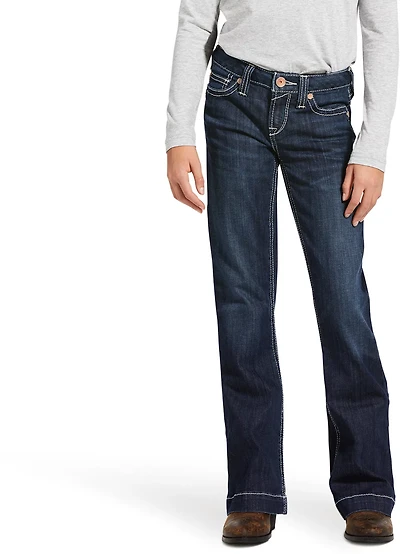 Ariat Girls' Trouser Mid Rise Stretch Ella Wide Leg Jean