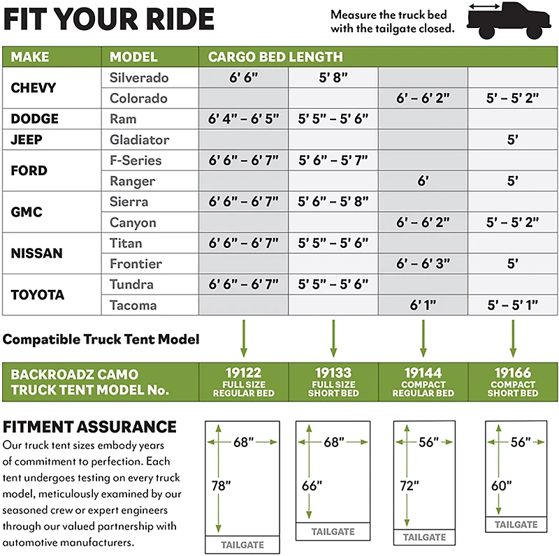 Napier Outdoors Backroadz 2-Person Camo Truck Tent - 6'-6'3" Compact Regular
