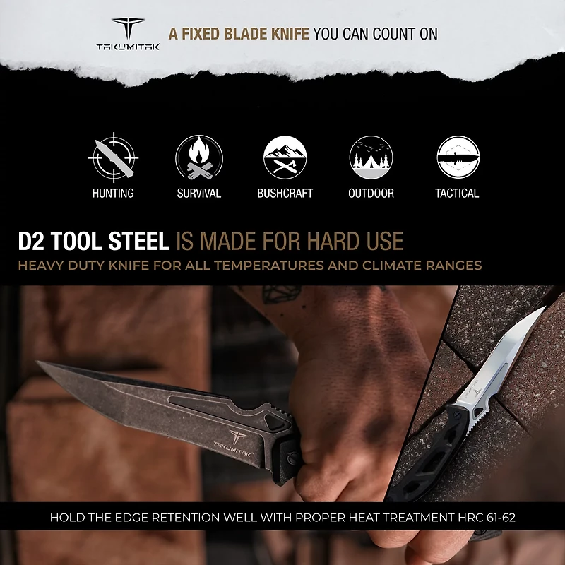 Takumitak Unhinged D2 Fixed Blade Knife