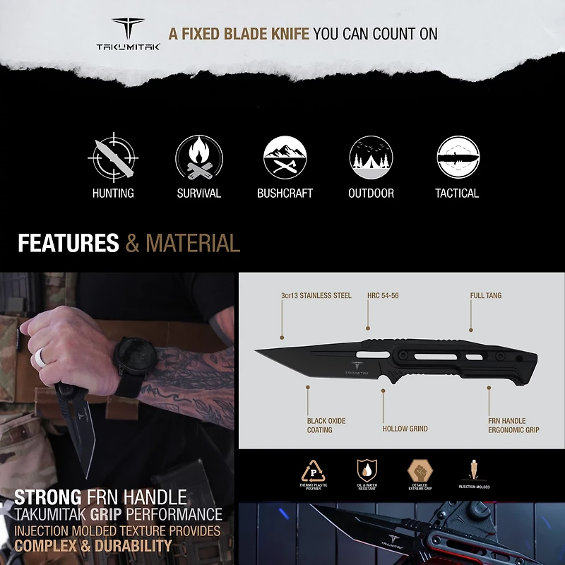 Takumitak Heat 3cr13 Fixed Blade Knife