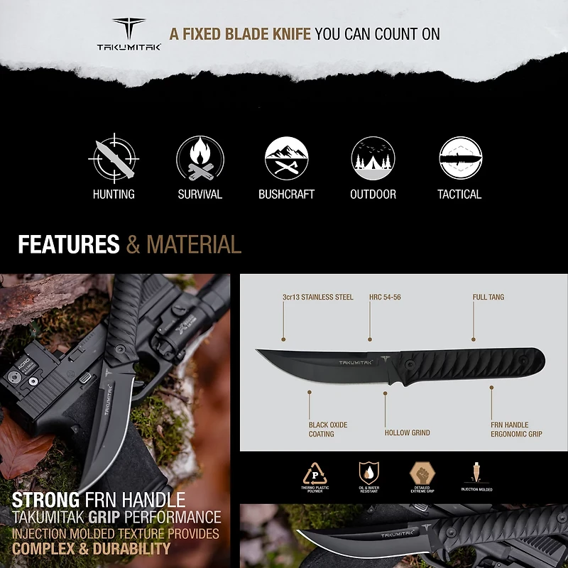 Takumitak Ninja 3cr13 Fixed Blade Knife