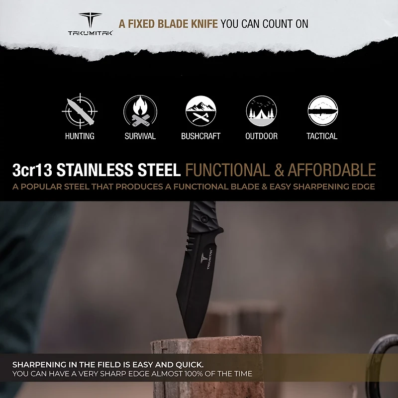 Takumitak ASYM 3cr13 Fixed Blade Knife