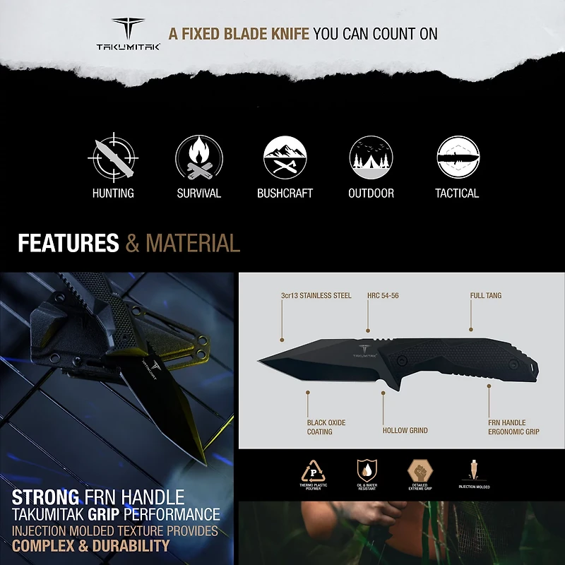 Takumitak Terminal 3cr13 Fixed Blade Knife