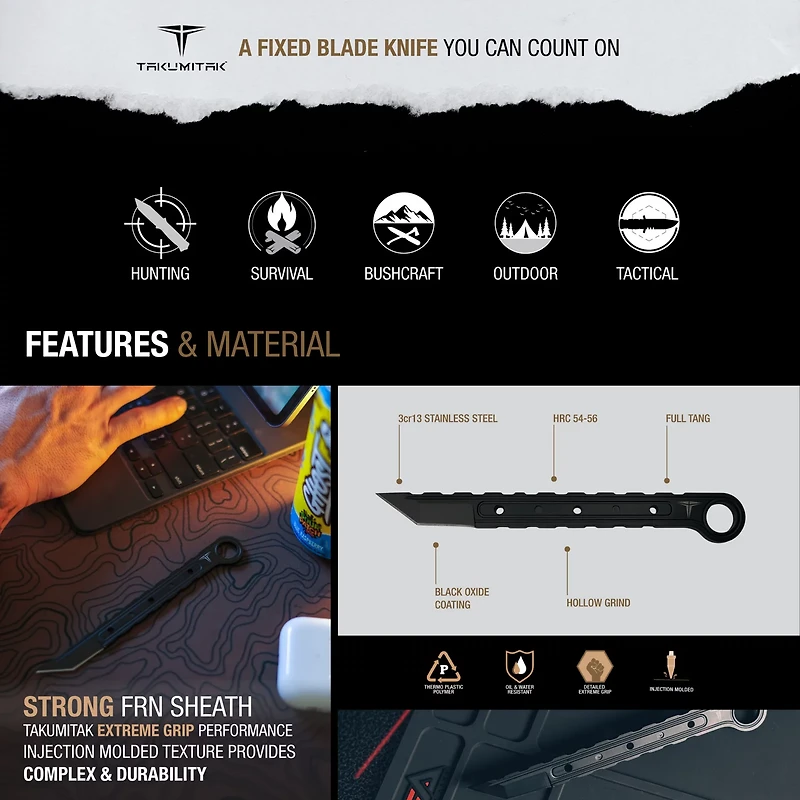 Takumitak Utility 3cr13 Fixed Blade Knife