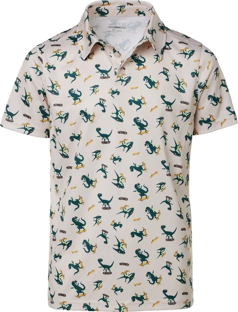 BCG Boys' Golf Print Dino Skate Polo Shirt