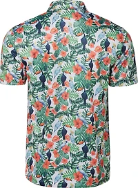 BCG Men's Golf Tropical Birds Printed Polo Shirt