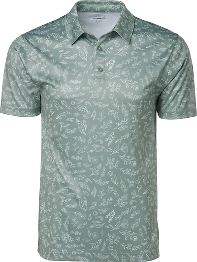 BCG Men's Golf Linear Bloom Printed Polo Shirt