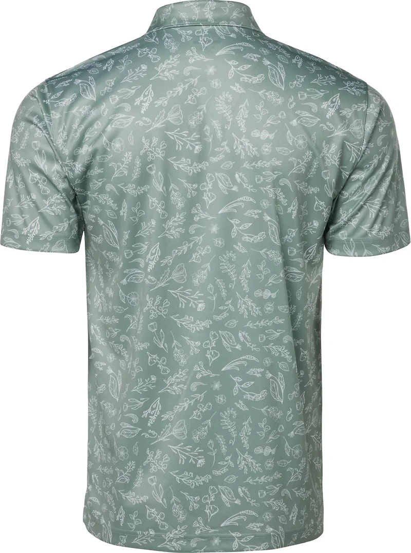 BCG Men's Golf Linear Bloom Printed Polo Shirt