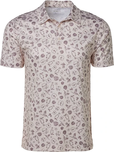 BCG Men's Golf Linear Tropical Printed Polo Shirt