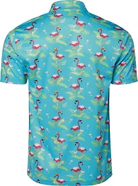BCG Men's Golf Drinking Flamingo Printed Polo Shirt