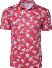 BCG Men's Golf Palm Flamingo Printed Polo Shirt