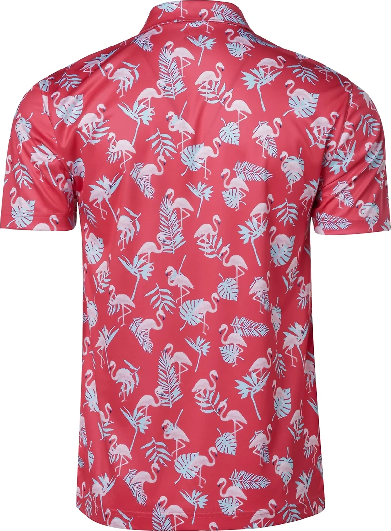 BCG Men's Golf Palm Flamingo Printed Polo Shirt