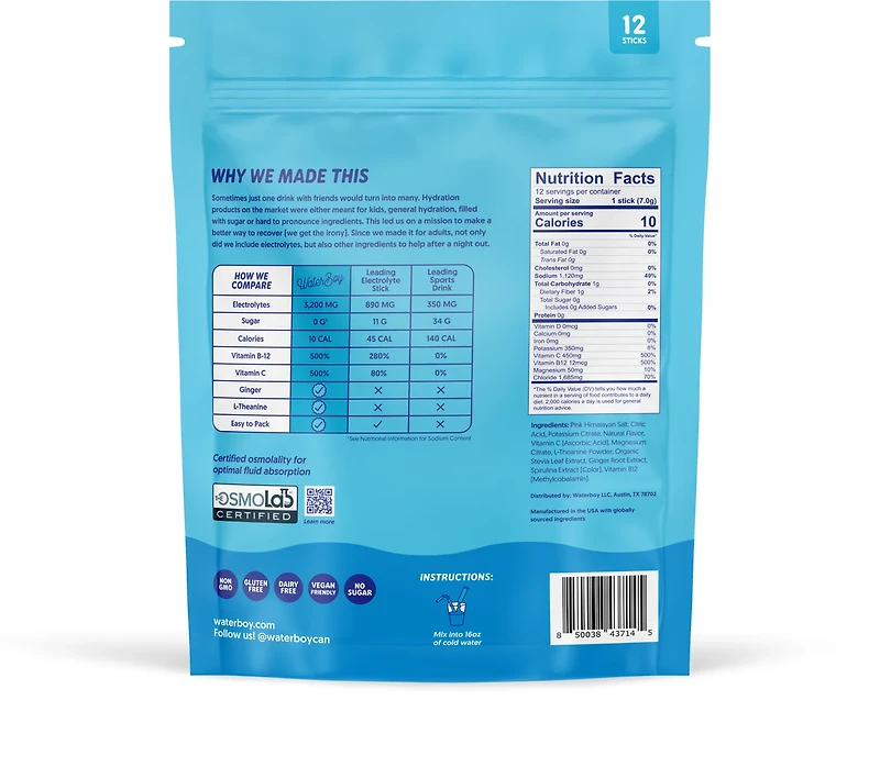 Waterboy Weekend Recovery Pouches 12-Pack