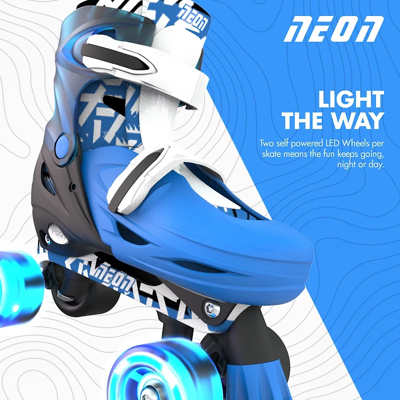NEON Boys' Combo Inline and Quad Adjustable Light-Up Skates