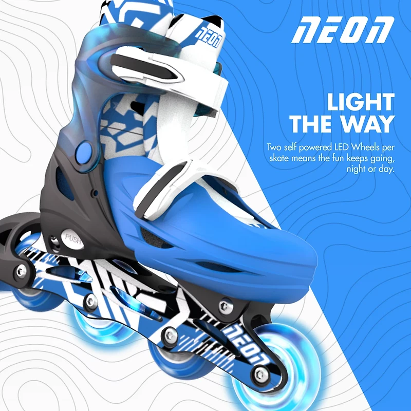NEON Boys' Combo Inline and Quad Adjustable Light-Up Skates