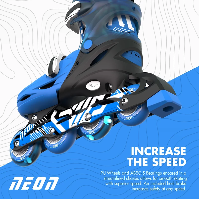 NEON Boys' Combo Inline and Quad Adjustable Light-Up Skates