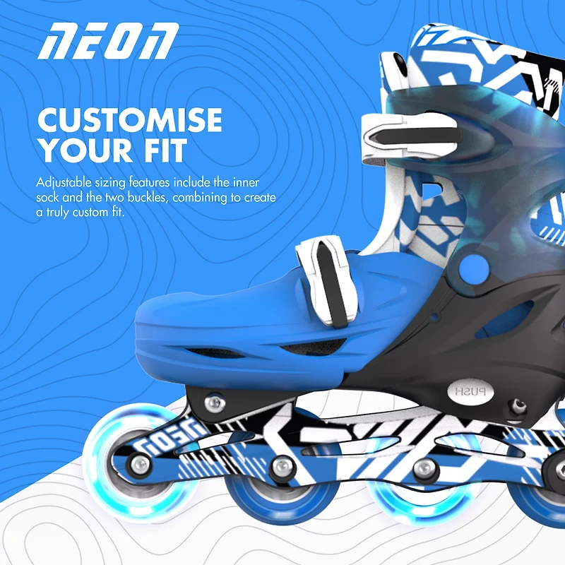 NEON Boys' Combo Inline and Quad Adjustable Light-Up Skates
