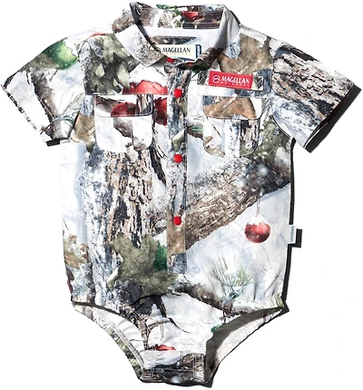 Magellan Outdoors Infant Laguna Madre Boat Short Holiday MO Snowdrift Onesie