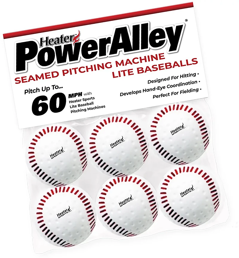 Heater Sports PowerAlley Seamed 60 mph Lite Baseballs -Pack