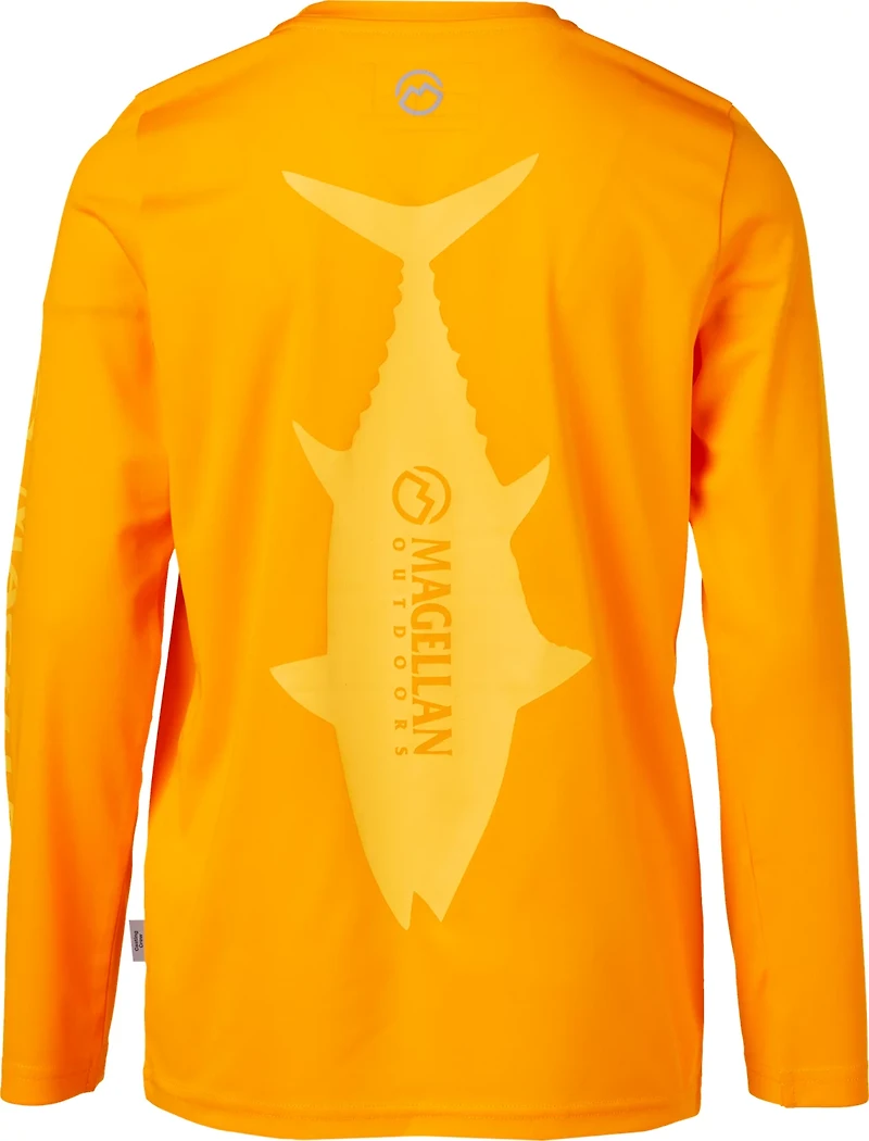 Magellan Outdoors Boys' FishGear Casting Crew Fish Print Long Sleeve T-shirt