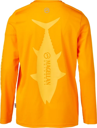 Magellan Outdoors Boys' FishGear Casting Crew Fish Print Long Sleeve T-shirt