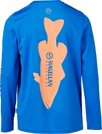 Magellan Outdoors Boys' FishGear Casting Crew Fish Print Long Sleeve T-shirt