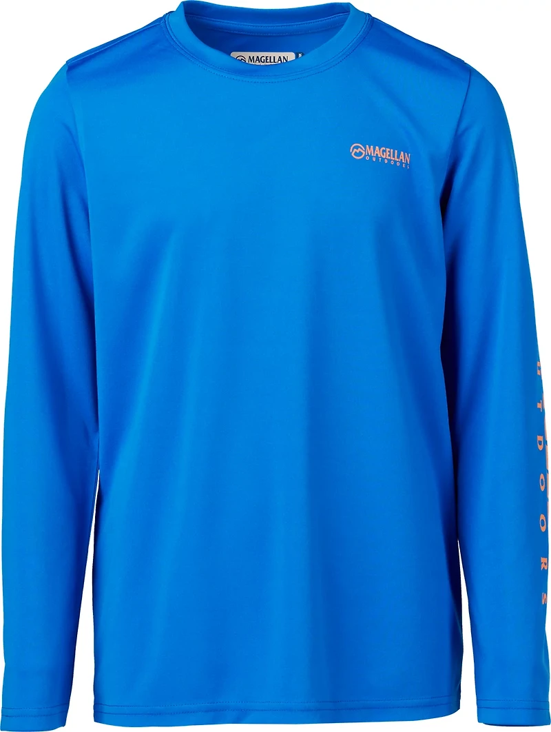 Magellan Outdoors Boys' FishGear Casting Crew Fish Print Long Sleeve T-shirt