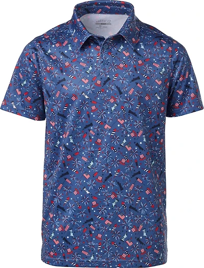 BCG Boys' Golf Patriotic Print Short Sleeve Polo Shirt