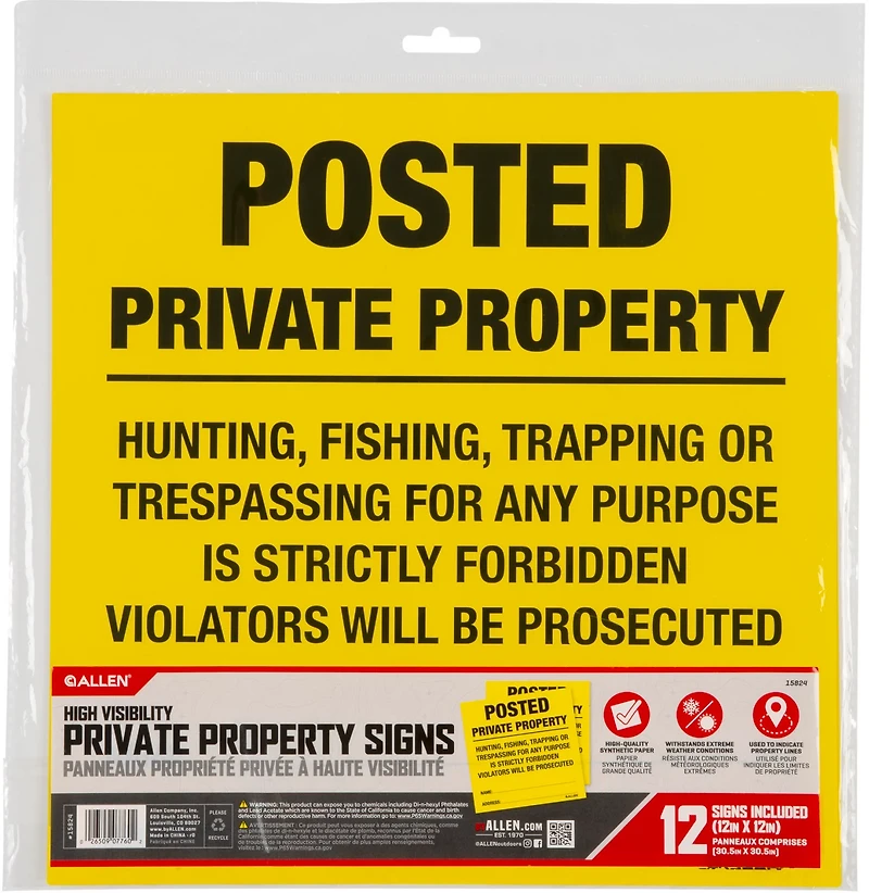 Allen Company Posted No Trespassing Signs 12-Pack
